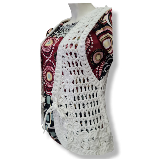 Häkel-Weste Viola Naturweiss -Boha Style