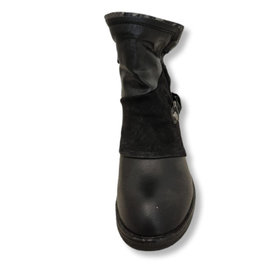 Stiefelette Schwarz/Grau Schlange