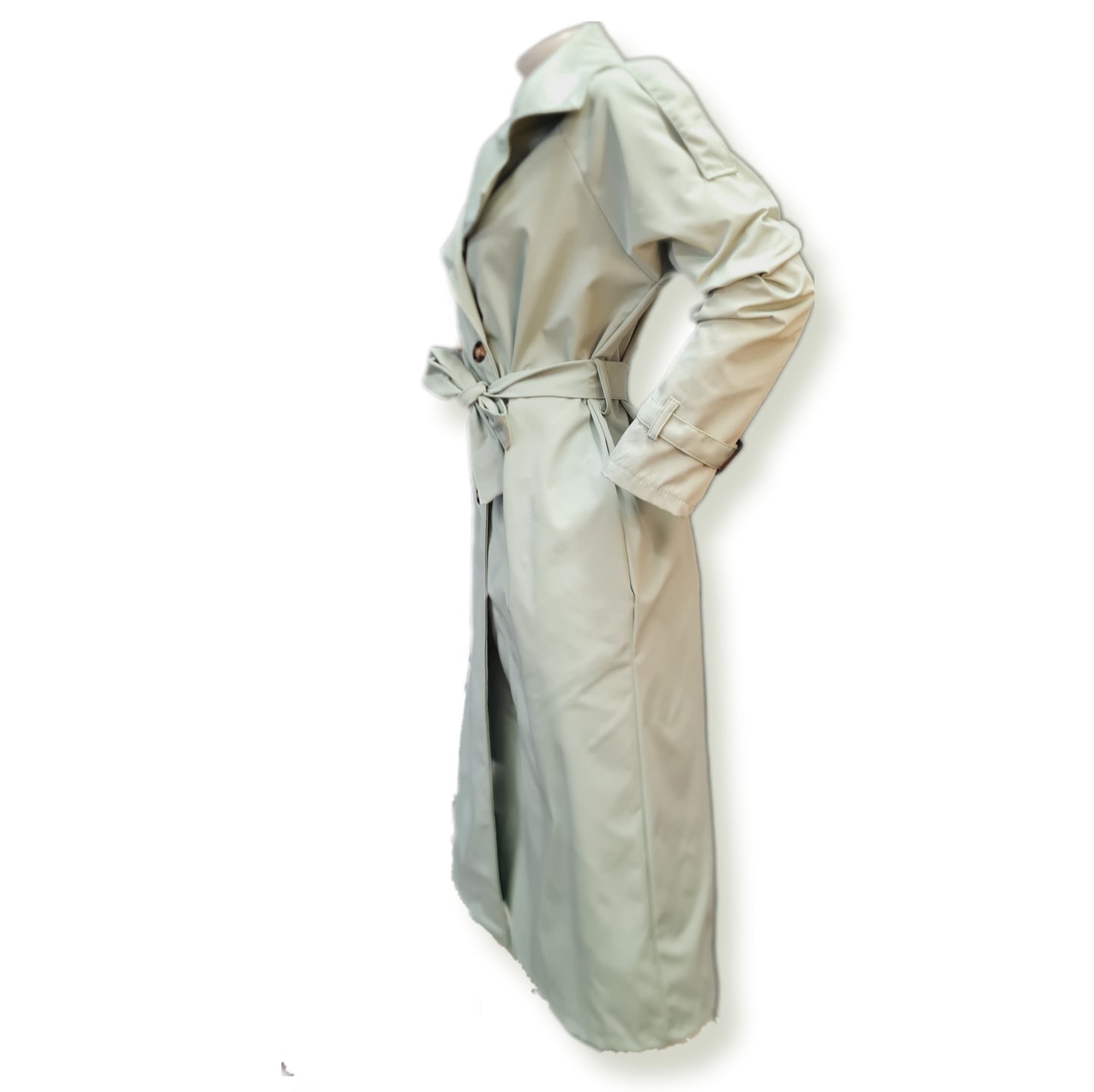 Trench Coat in der Farbe Pistazie Seitenansicht