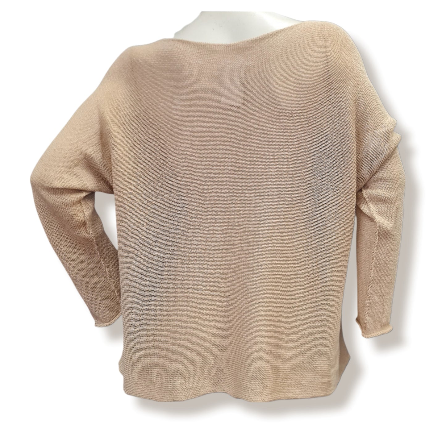 Basic Pullover hergestellt Made in Italy aus 100% Baumwolle.Rundum gestrickt mit Rundhals. In der Farbe Beige in leichten Sommergarn gestrickt.