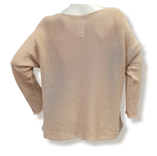 Basic Pullover hergestellt Made in Italy aus 100% Baumwolle.Rundum gestrickt mit Rundhals. In der Farbe Beige in leichten Sommergarn gestrickt.