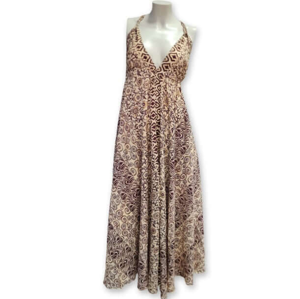 Maxikleid im indischen Style. In der Farbe Beige/Beere. Unikat