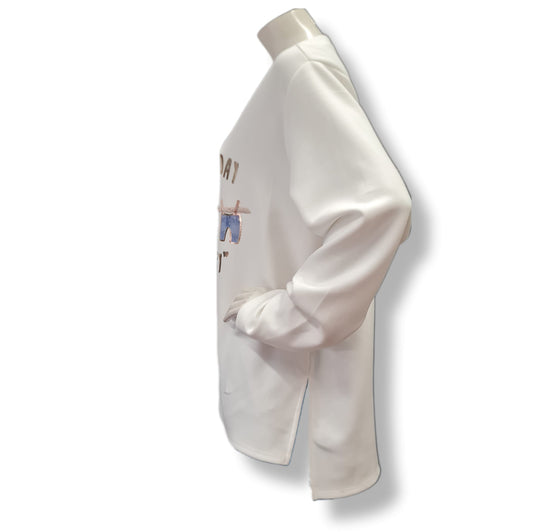 Shirt Good Day  Weiß Gold - KuBa Fashion