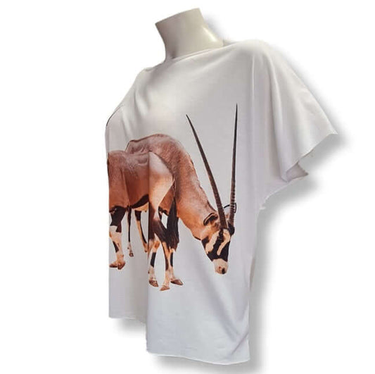 T-Shirt mit Antilope mit zwei Antilopen auf weisses T-Shirt
