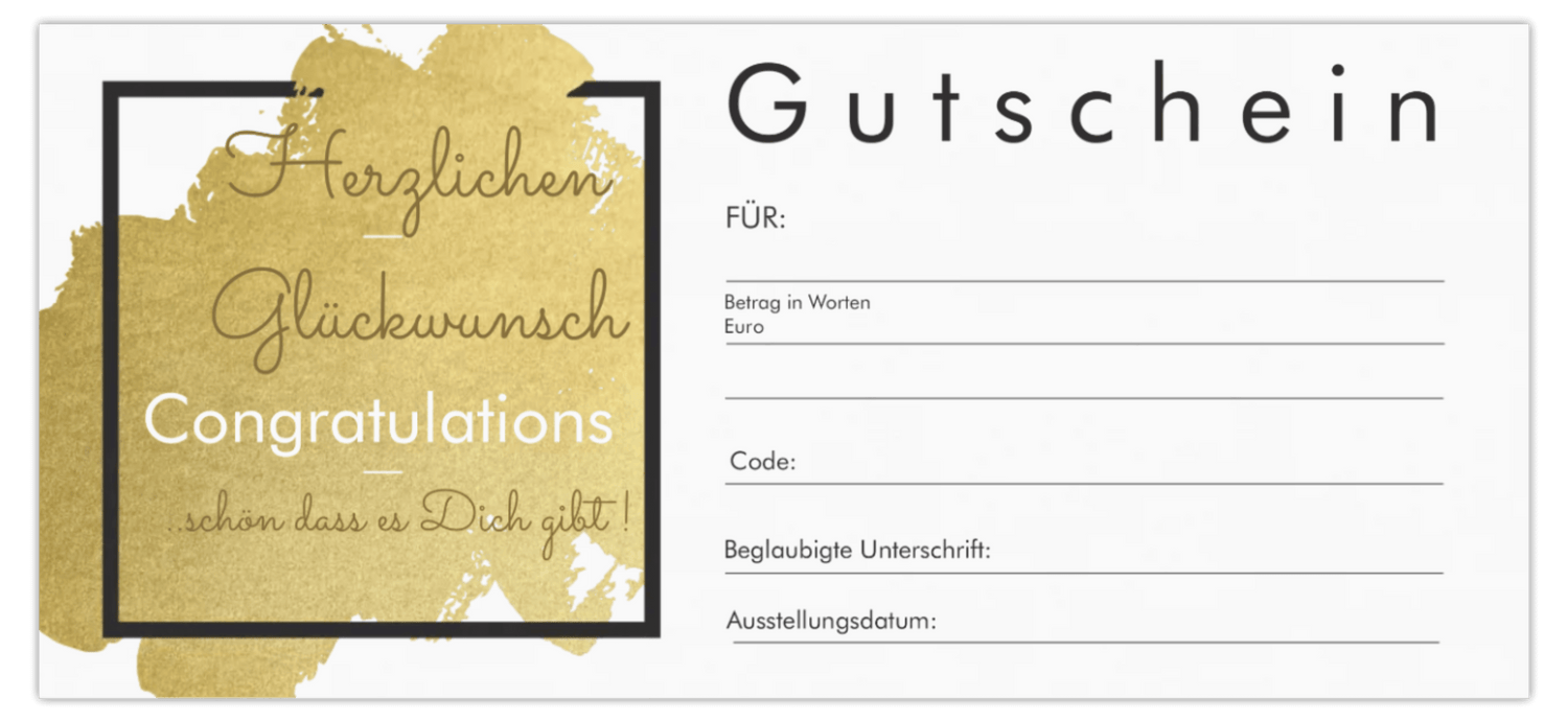 Gutschein weiss mit Goldenen Hintergrund