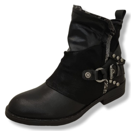 Stiefelette Schwarz/Grau Schlange